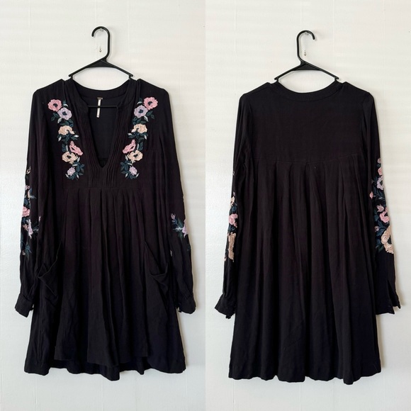 Free People Mia Embroidered Mini Dress XS in Black - Picture 4 of 8